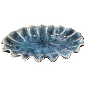 Blue Mountain Pottery BMP Canada Blue Fluted Oval Serving Tray MCM-gorgeous!